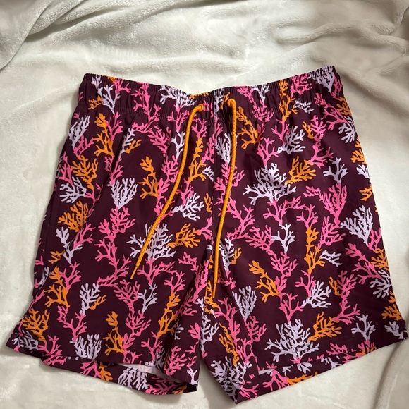NWOT-Georg 6” Coral Print Swim Trunk/Shorts -Purple/Orange/Pink *Smoke Free Home - Picture 5 of 5